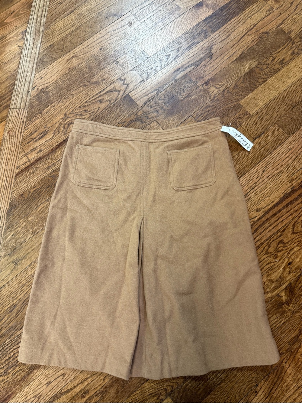 J. Crew Tan Midi Skirt with Front Slit and Patch Pockets